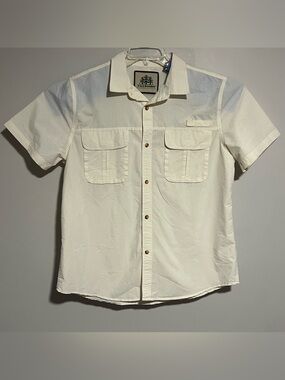 Tallwoods Men's Short-Sleeve Button Down Shirt in Cream